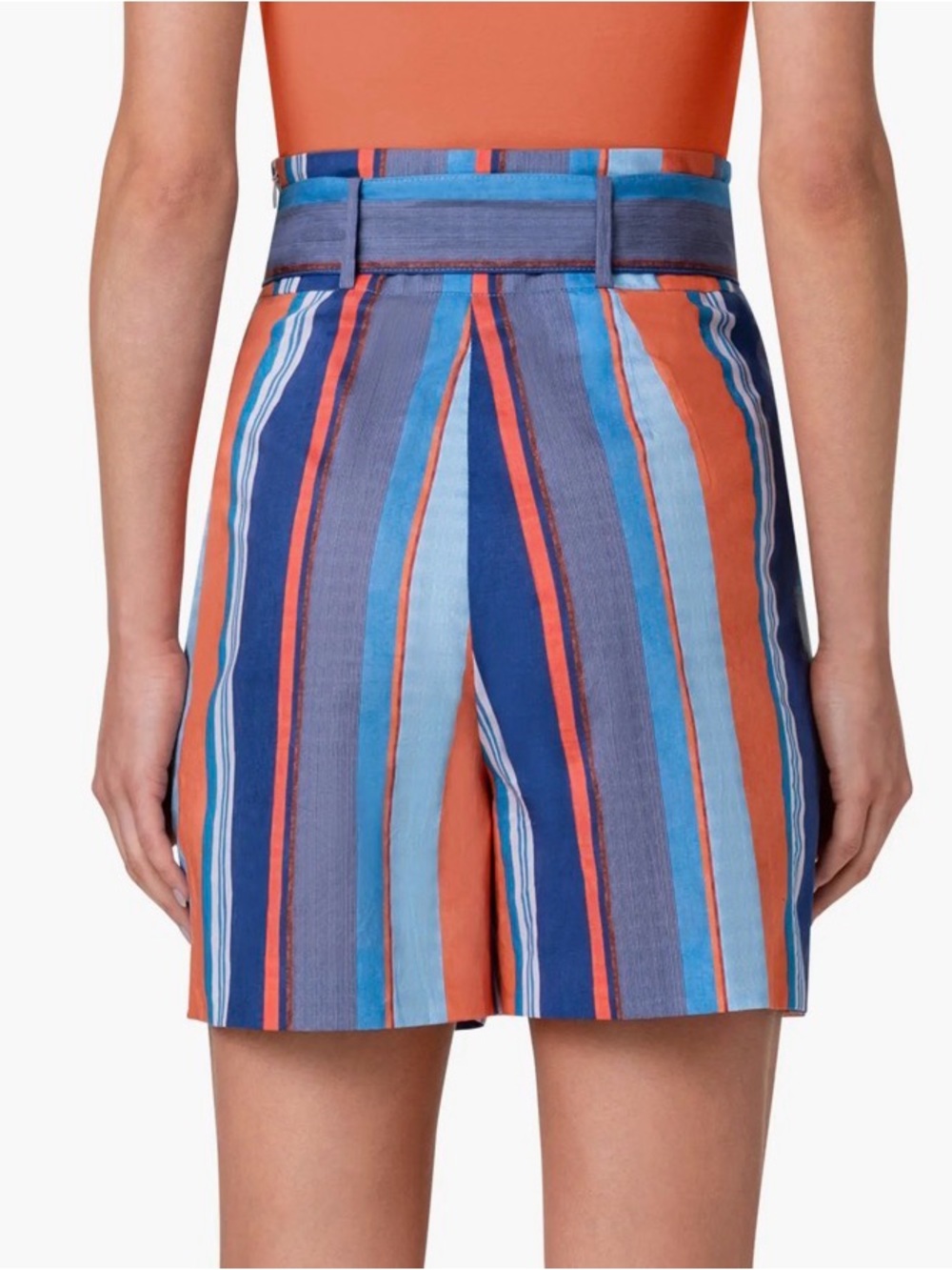 Akris Punto Fiorellina Blue & Orange Stripe Bermuda Shorts 4 (no belt) - Picture 2 of 7